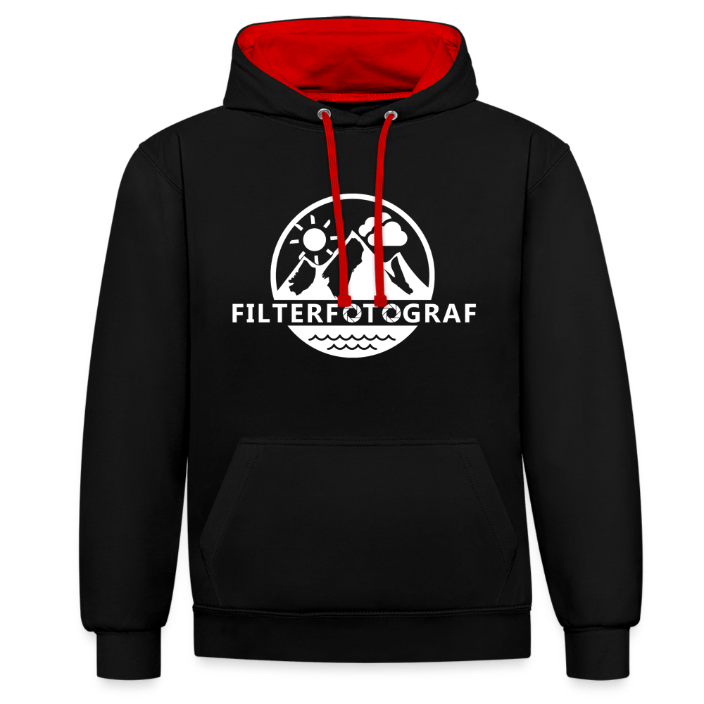 Filterfotograf Kontrast-Hoodie - Schwarz/Rot