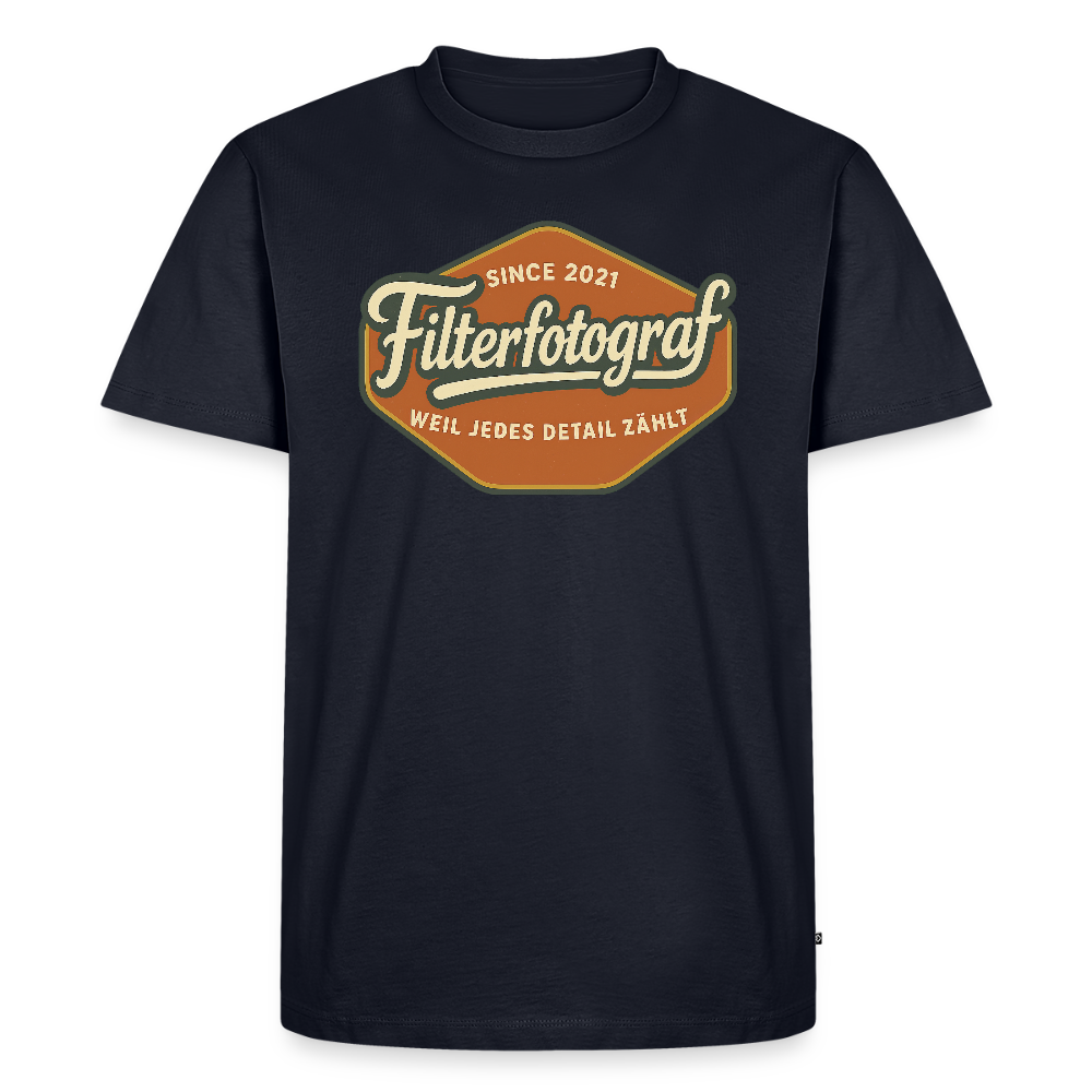 FILTERFOTOGRAF® Männer Premium T-Shirt – Front- & Rückendruck, nachhaltig & fair produziert - Navy