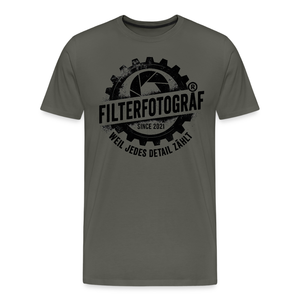 FILTERFOTOGRAF® Männer Premium T-Shirt – Front- & Rückendruck, nachhaltig & fair produziert - Asphalt
