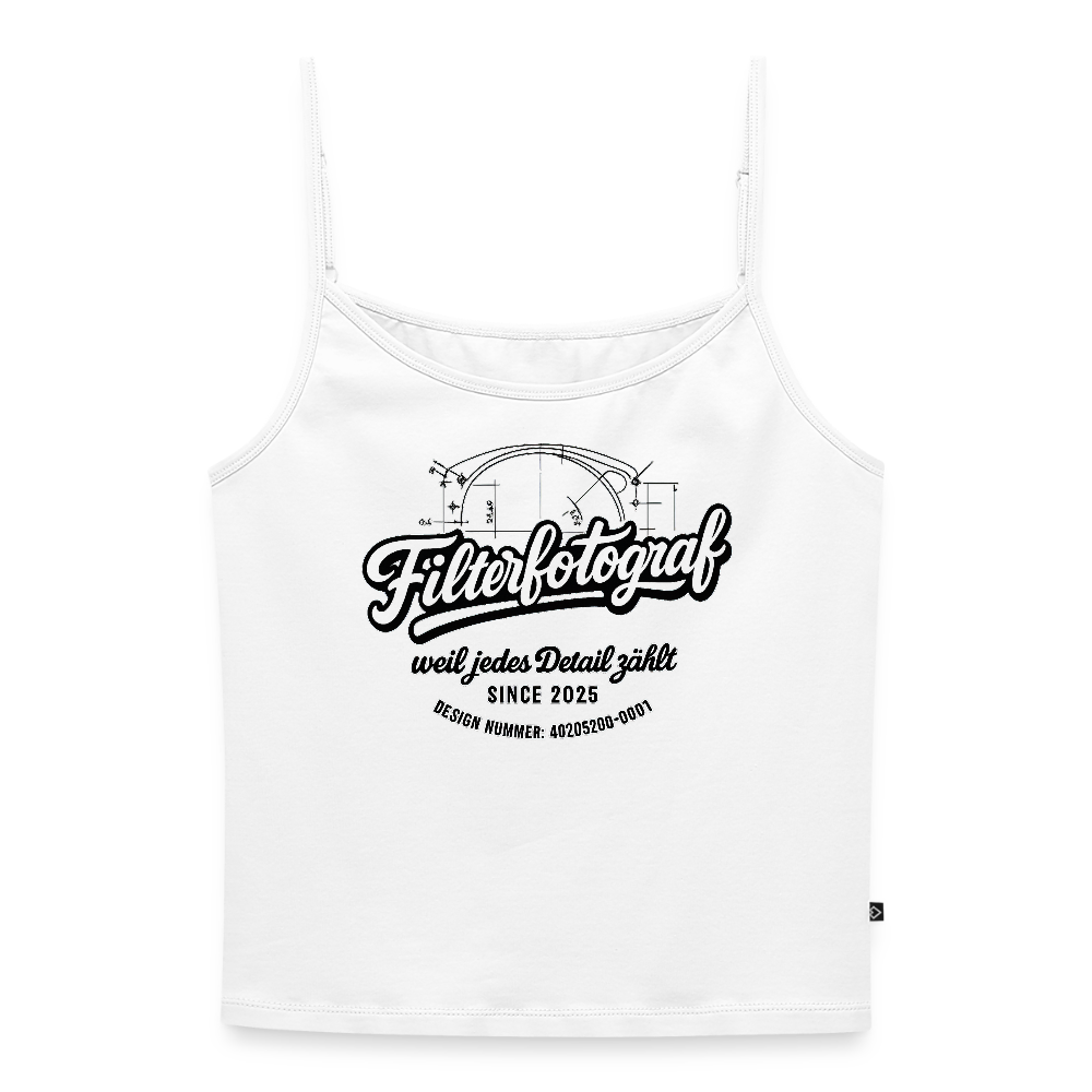 Filterfotograf Damen Spaghetti Tank Top – Figurbetont & Bio-Baumwolle - Weiß