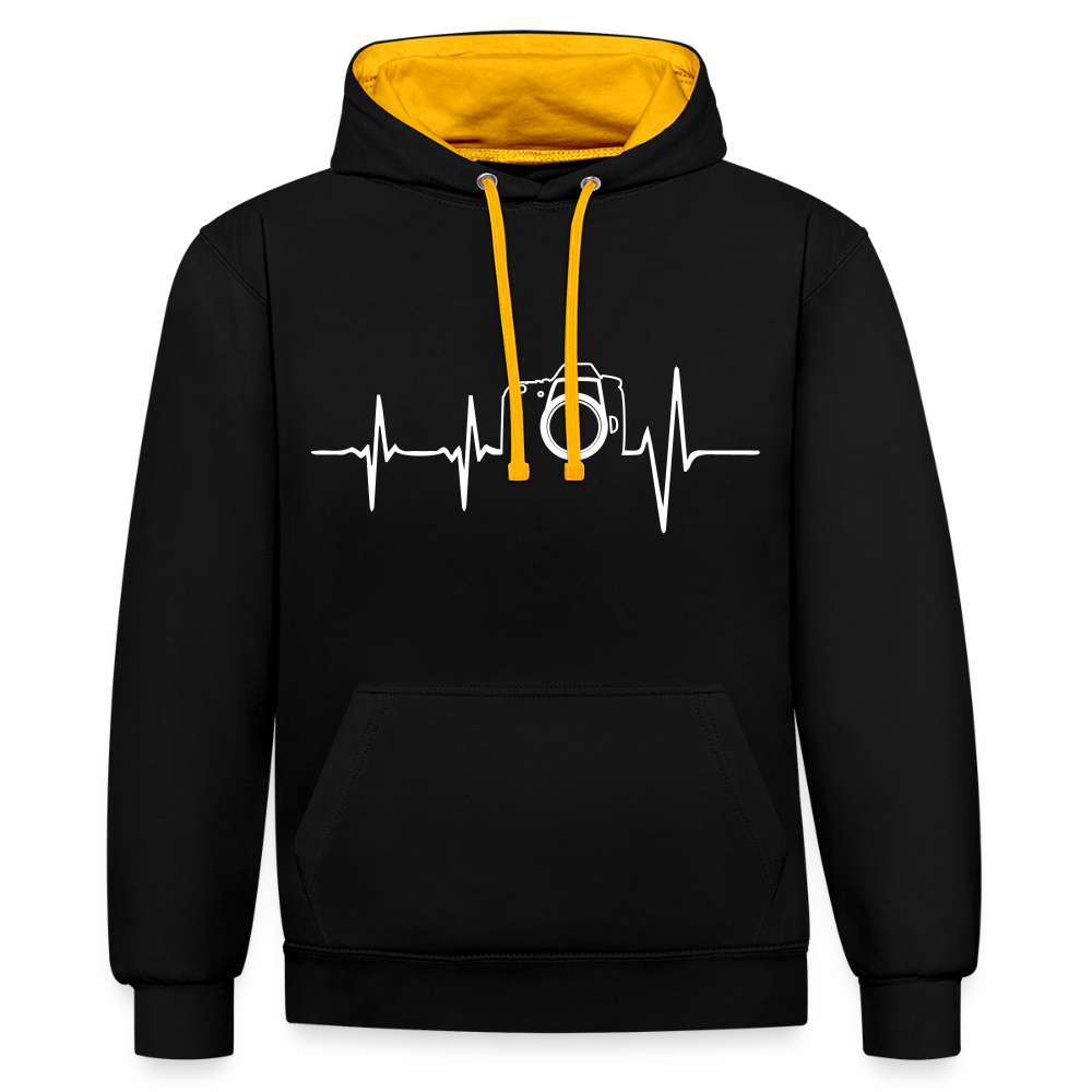 Filterfotograf Kontrast Hoodie – Unisex Kapuzenpullover mit Kopfhörerführung - Schwarz/Gold