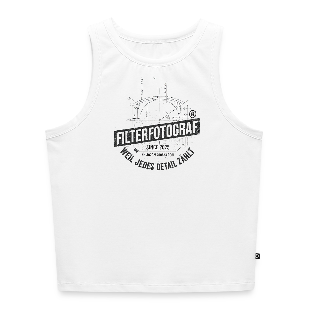 Filterfotograf Damen Cropped Tank Top – Bio-Baumwolle für Sommer & Freizeit - Weiß