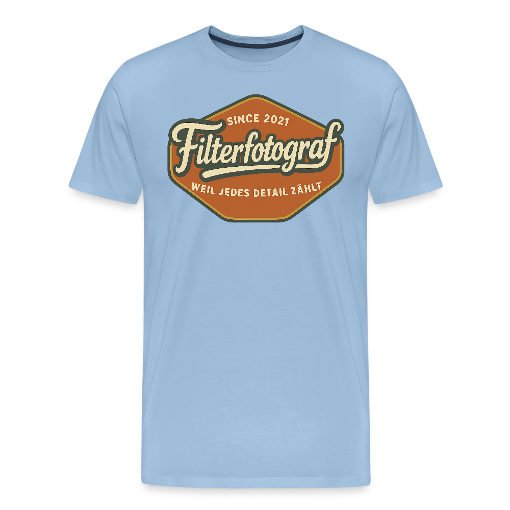 FILTERFOTOGRAF® Männer Premium T-Shirt – Front- & Rückendruck, nachhaltig & fair produziert - Sky