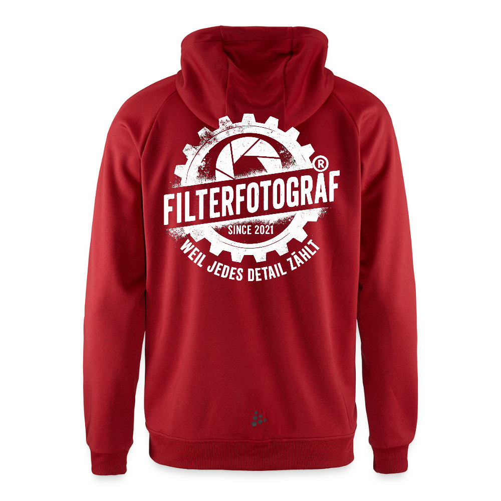 CRAFT ADV Unify Kapuzenjacke – Funktionelle Teamline Hoodie-Jacke aus Recycling-Polyester - Dunkelrot