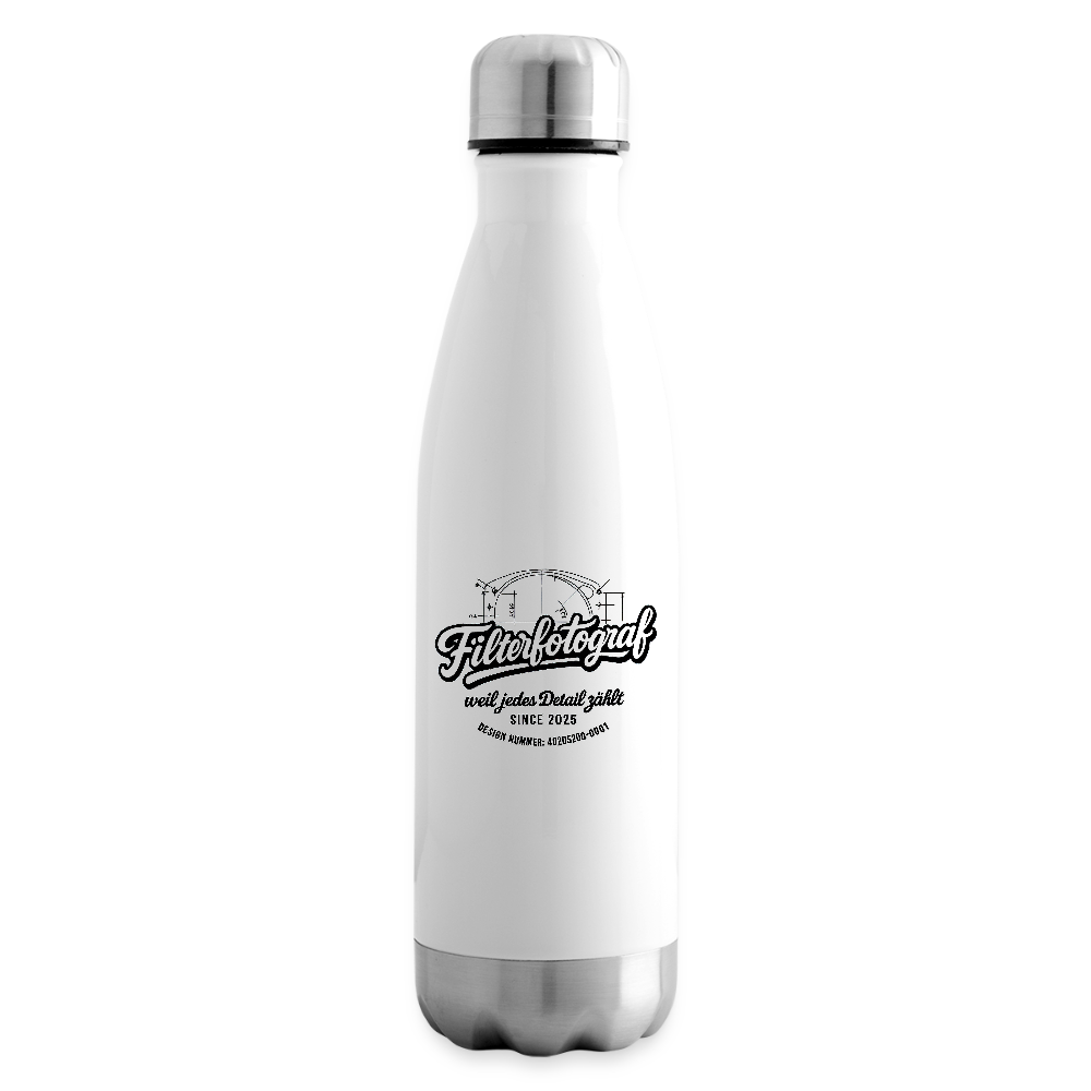 FILTERFOTOGRAF® Isolierflasche – Edelstahl Thermoflasche 500 ml doppelwandig, heiß & kalt - Weiß