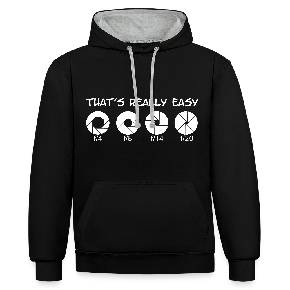 Filterfotograf Kontrast Hoodie – Unisex Kapuzenpullover mit Kopfhörerführung - Schwarz/Grau meliert