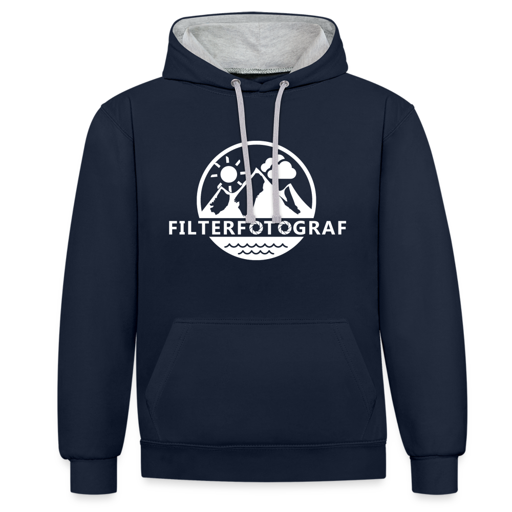 Filterfotograf Kontrast-Hoodie - Navy/Grau meliert