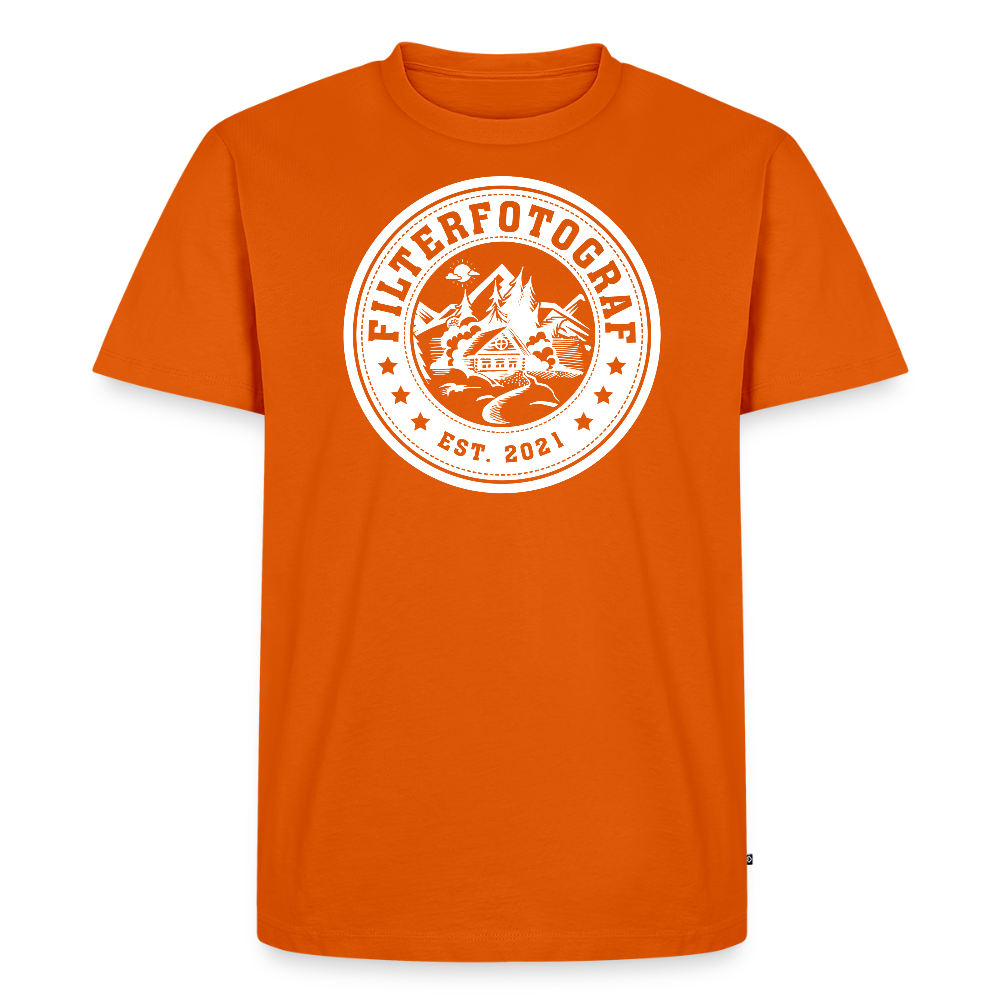 FILTERFOTOGRAF® Männer Premium T-Shirt – Front- & Ärmeldruck, nachhaltig & fair produziert - Orange