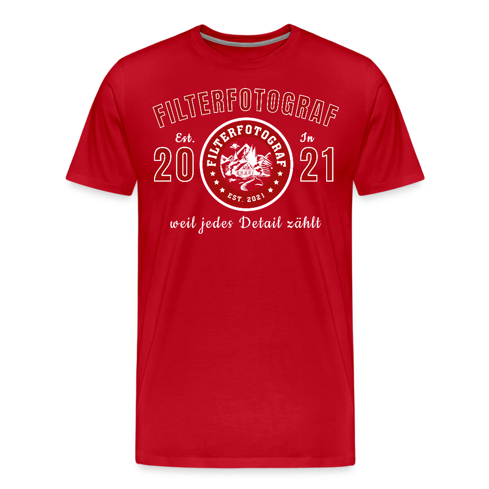 FILTERFOTOGRAF® Männer Premium T-Shirt – Front- & Ärmeldruck, nachhaltig & fair produziert - Rot