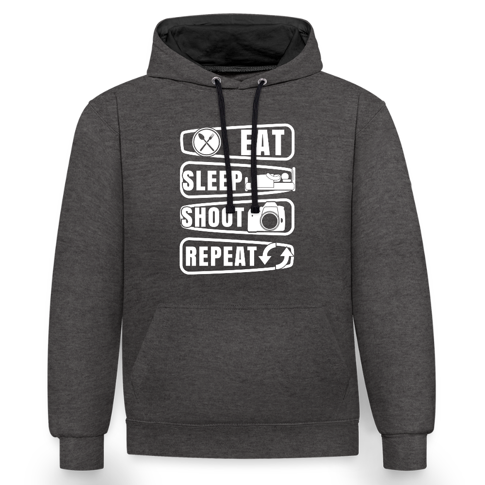 Filterfotograf Kontrast Hoodie – Unisex Kapuzenpullover mit Kopfhörerführung - Anthrazit/Schwarz