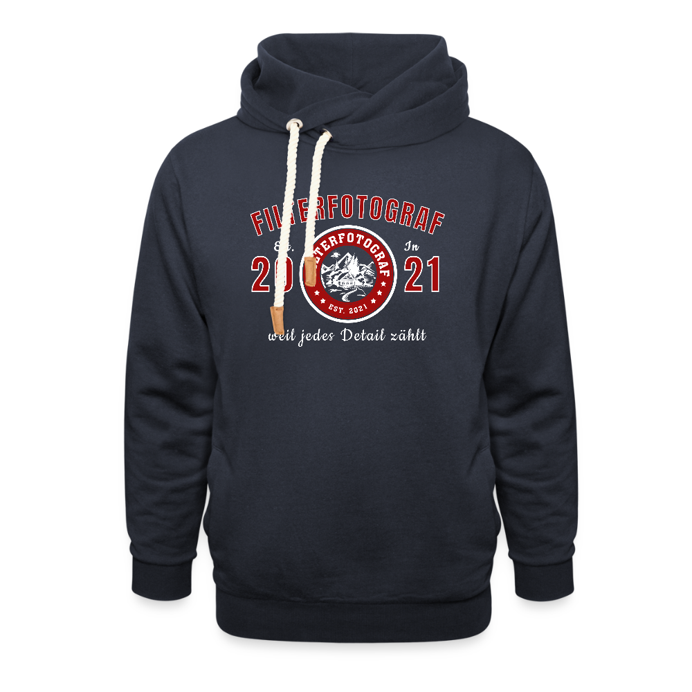 Filterfotograf Schalkragen Hoodie – Warmer Kapuzenpullover für Winter & Outdoor - Navy
