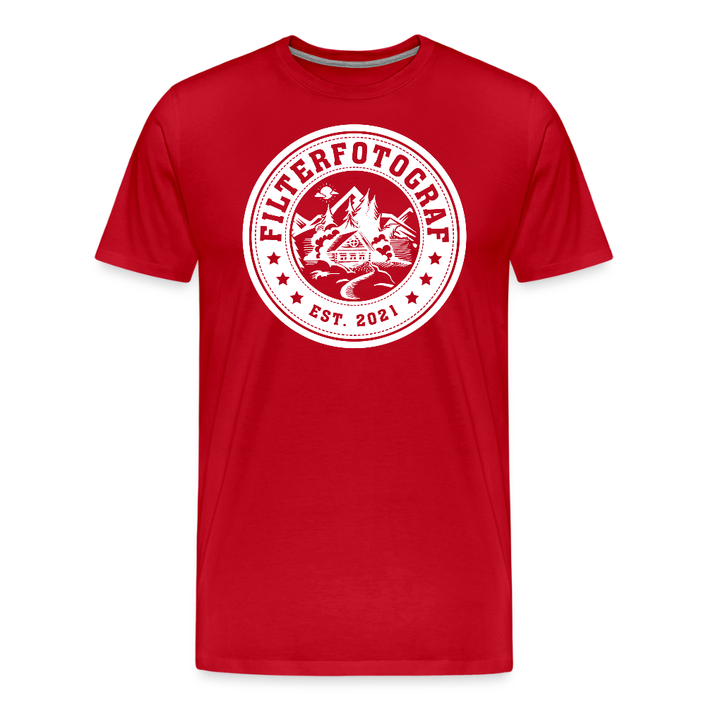 FILTERFOTOGRAF® Männer Premium T-Shirt – Front- & Ärmeldruck, nachhaltig & fair produziert - Rot