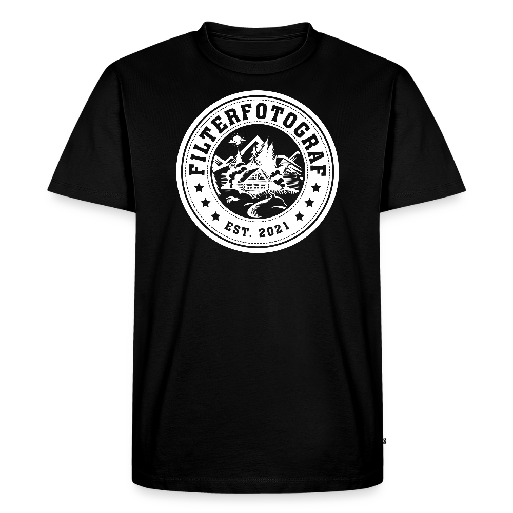 FILTERFOTOGRAF® Männer Premium T-Shirt – Front- & Ärmeldruck, nachhaltig & fair produziert - Schwarz