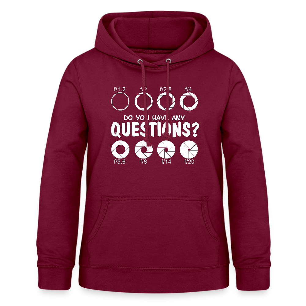 Filterfotograf Damen Hoodie – Fotografie Kapuzenpullover für Outdoor & Freizeit - Bordeaux