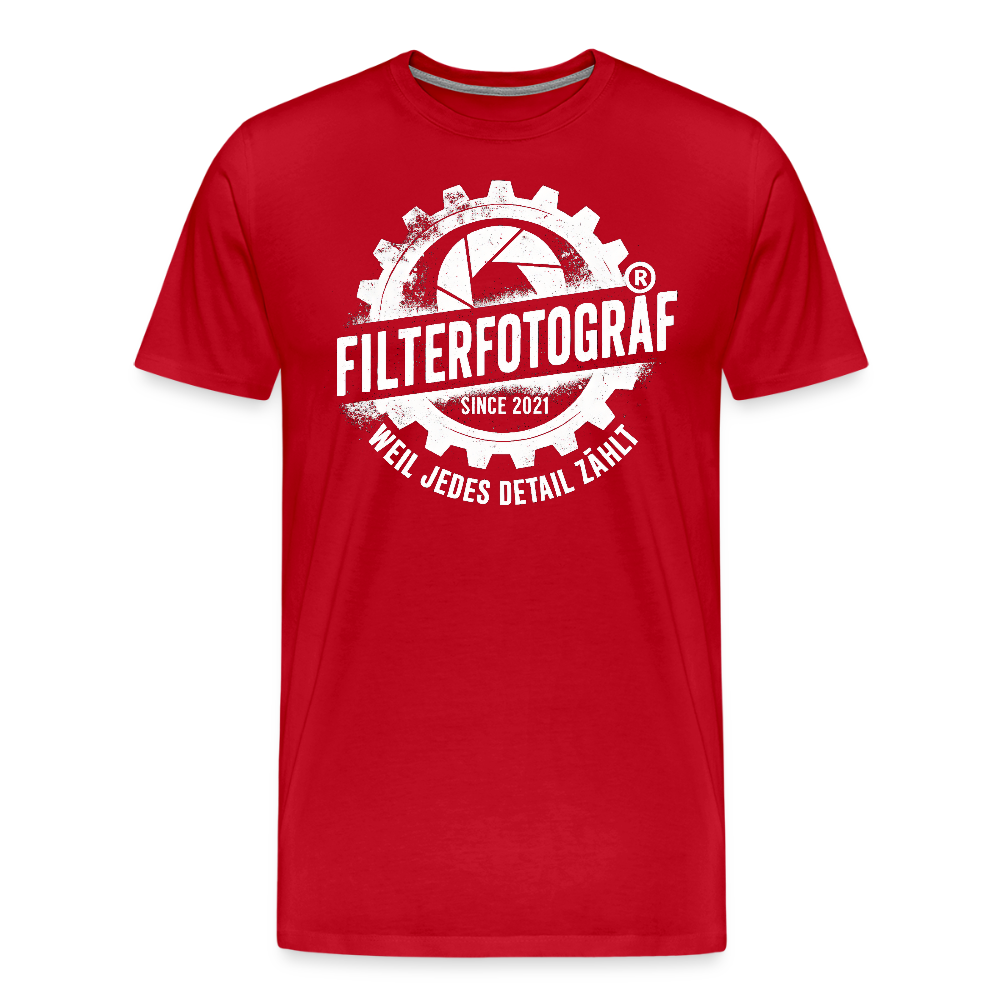 FILTERFOTOGRAF® Männer Premium T-Shirt – Front- & Ärmeldruck, nachhaltig & fair produziert - Rot
