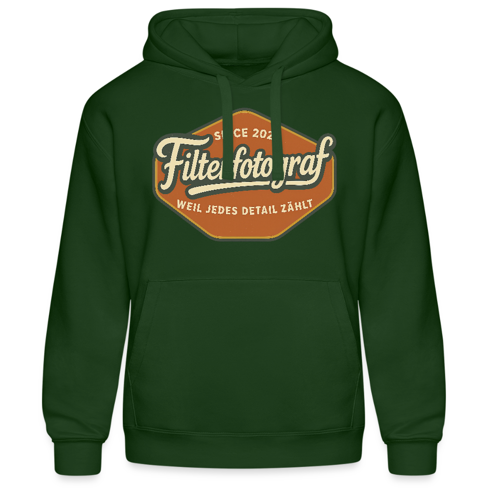 FILTERFOTOGRAF® Kapuzen Sweater – Hoodie mit Kopfhörerführung & weicher Innenseite - Flaschengrün