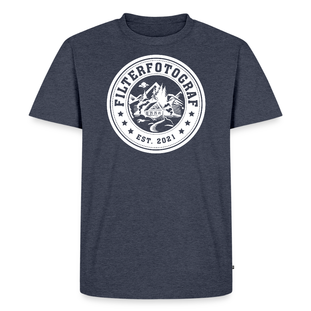 FILTERFOTOGRAF® Männer Premium T-Shirt – Front- & Ärmeldruck, nachhaltig & fair produziert - Jeansblau