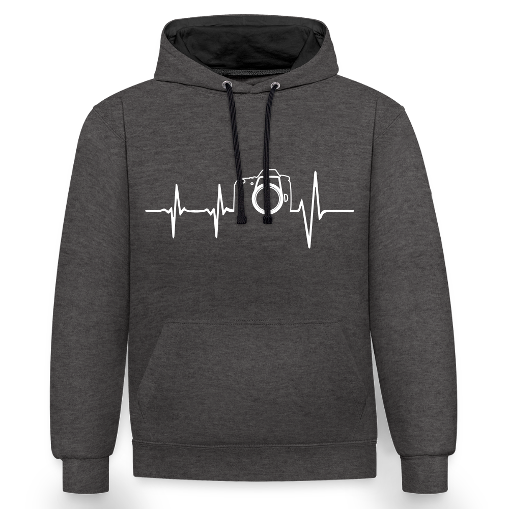 Filterfotograf Kontrast Hoodie – Unisex Kapuzenpullover mit Kopfhörerführung - Anthrazit/Schwarz