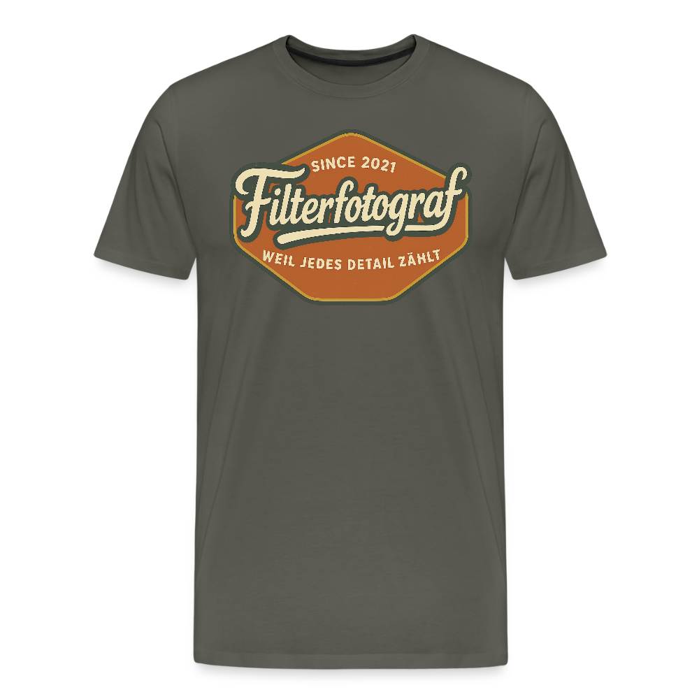 FILTERFOTOGRAF® Männer Premium T-Shirt – Front- & Rückendruck, nachhaltig & fair produziert - Asphalt