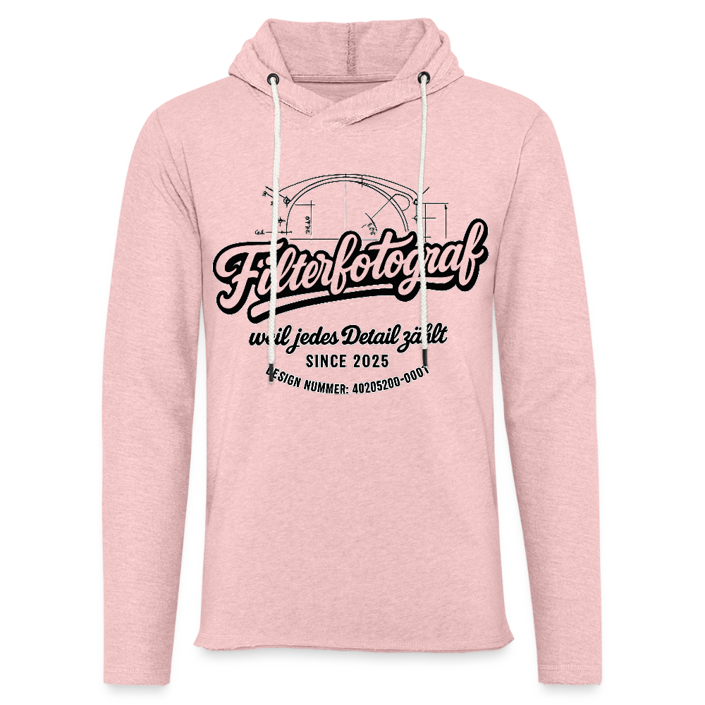 Filterfotograf Leichtes Kapuzensweatshirt – Hoodie für Frühling & Sommer - Rosa-Creme meliert