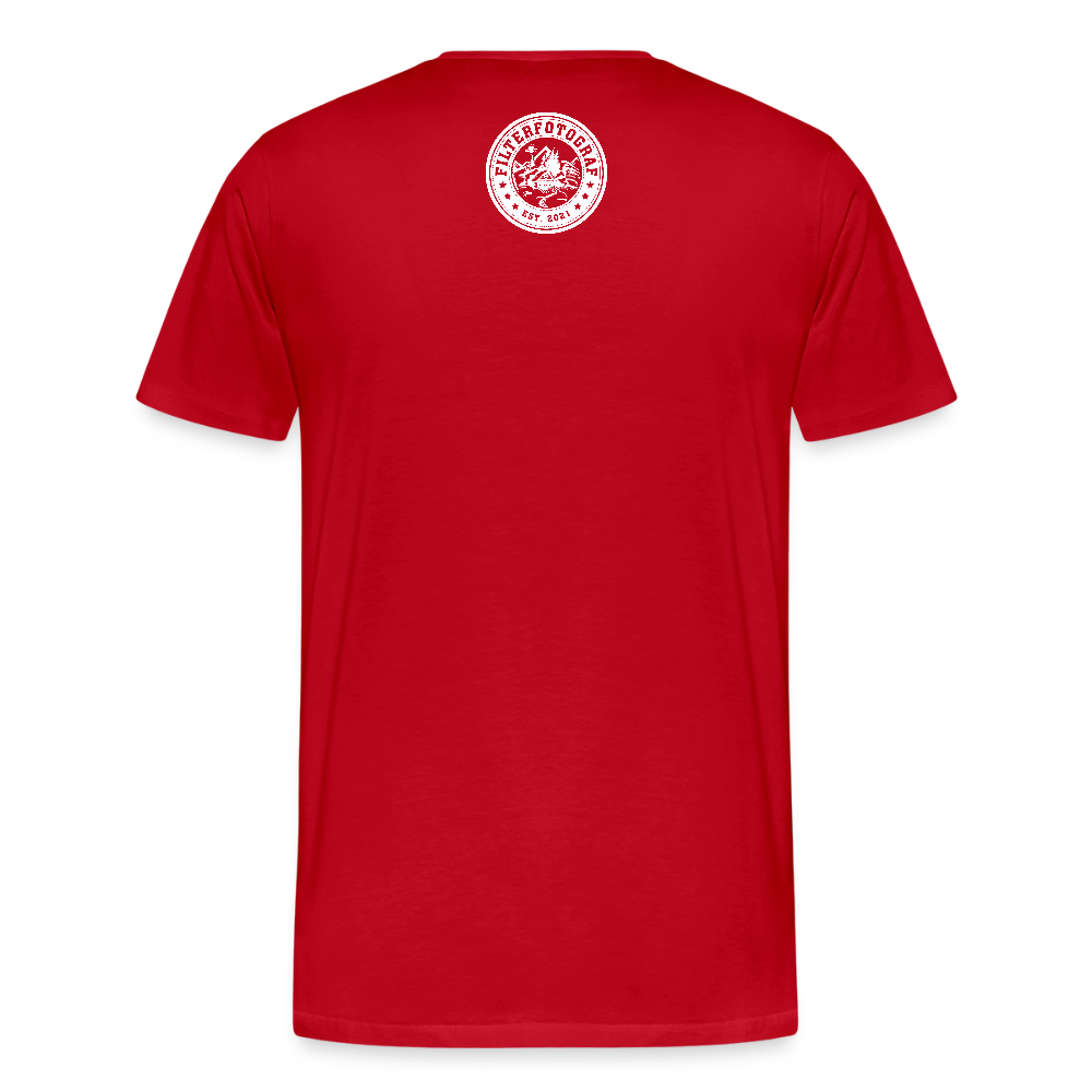 FILTERFOTOGRAF® Männer Premium T-Shirt – Front- & Rückendruck, nachhaltig & fair produziert - Rot