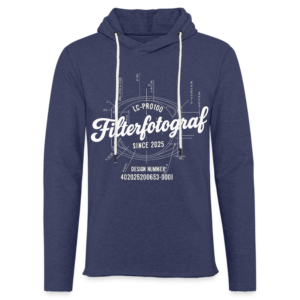 Filterfotograf Leichtes Kapuzensweatshirt – Hoodie für Frühling & Sommer - Navy meliert