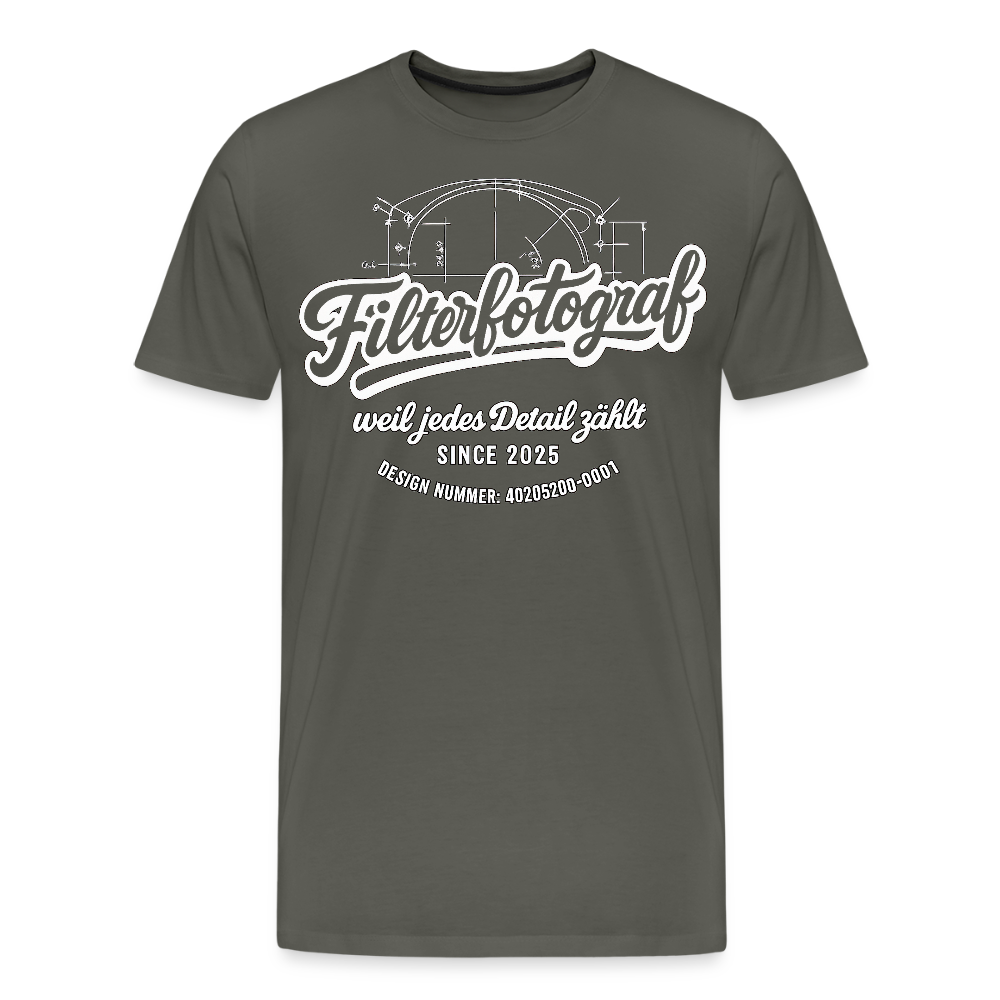 FILTERFOTOGRAF® Männer Premium T-Shirt – Front- & Ärmeldruck, nachhaltig & fair produziert - Asphalt