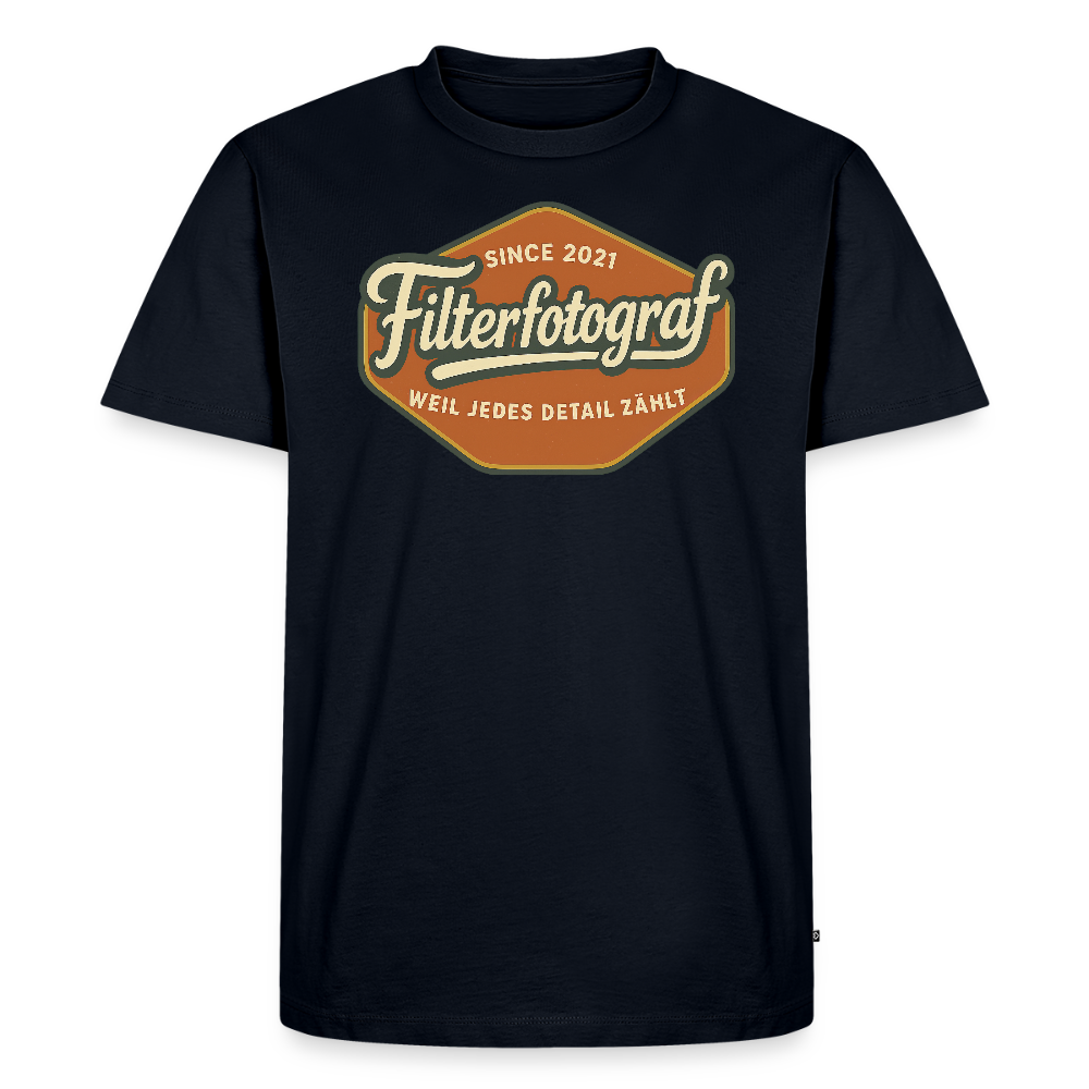 FILTERFOTOGRAF® Männer Premium T-Shirt – Front- & Rückendruck, nachhaltig & fair produziert - Navy