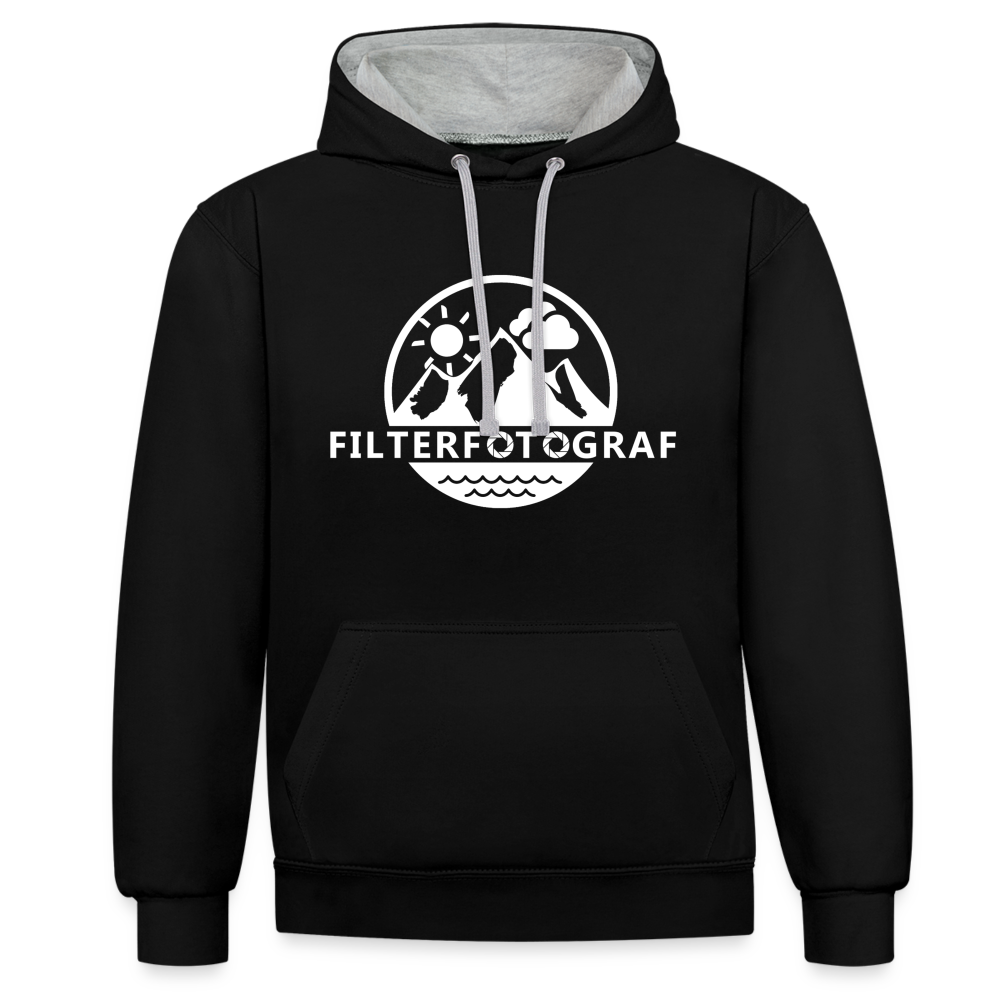 Filterfotograf Kontrast-Hoodie - Schwarz/Grau meliert
