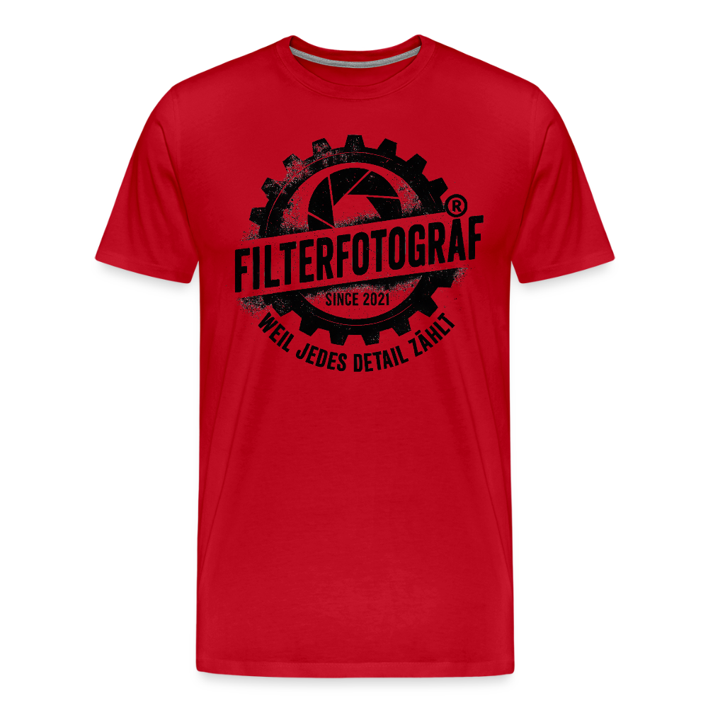 FILTERFOTOGRAF® Männer Premium T-Shirt – Front- & Rückendruck, nachhaltig & fair produziert - Rot