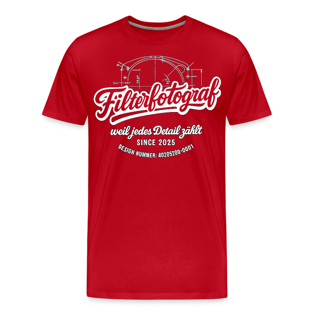 FILTERFOTOGRAF® Männer Premium T-Shirt – Front- & Ärmeldruck, nachhaltig & fair produziert - Rot