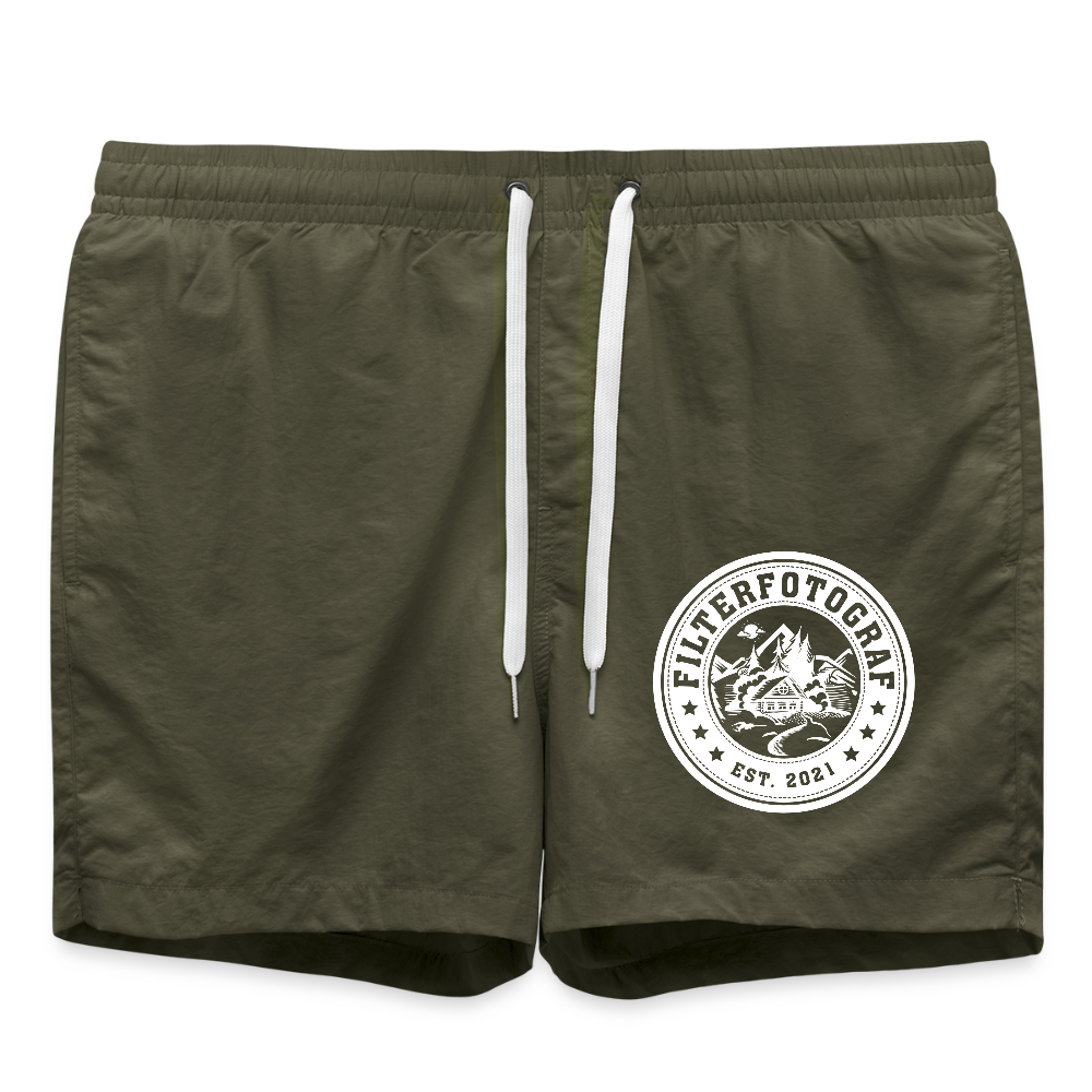 Filterfotograf Badeshorts – Leichte Herren Badehose mit Taschen - Olive