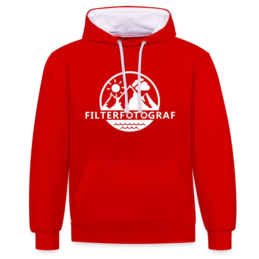 Filterfotograf Kontrast-Hoodie - Rot/Weiß