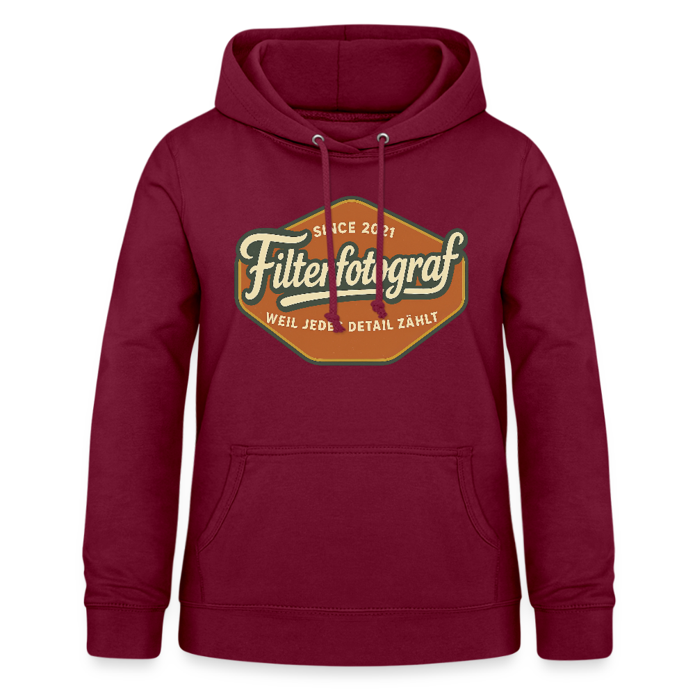 Filterfotograf Damen Hoodie – Fotografie Kapuzenpullover für Outdoor & Freizeit - Bordeaux