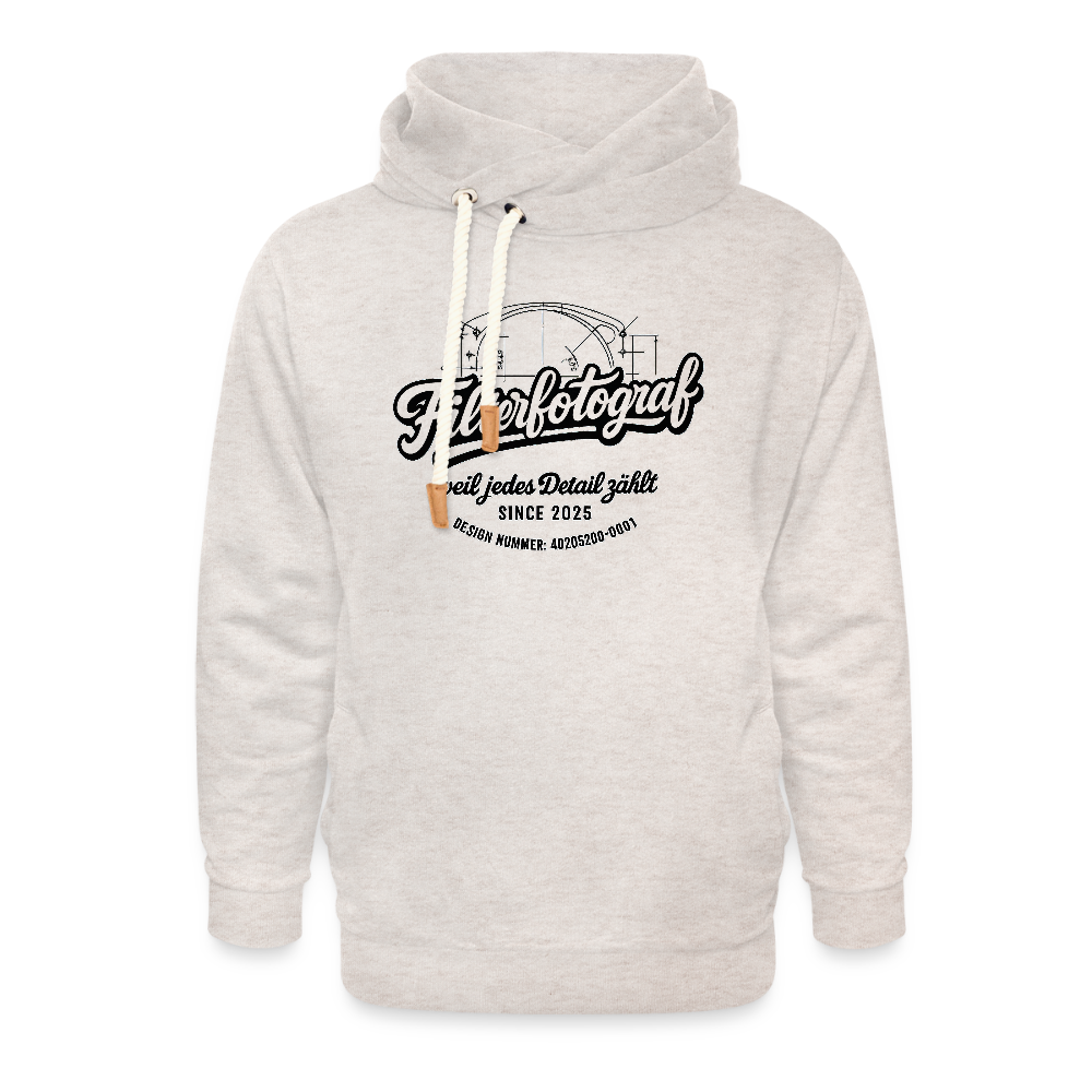 Filterfotograf Schalkragen Hoodie – Warmer Kapuzenpullover für Winter & Outdoor - Beige meliert