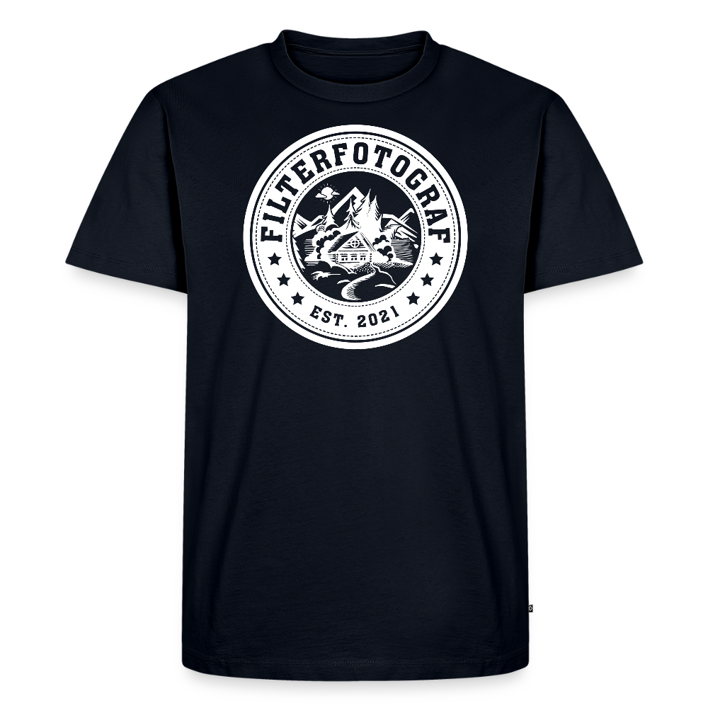 FILTERFOTOGRAF® Männer Premium T-Shirt – Front- & Ärmeldruck, nachhaltig & fair produziert - Navy