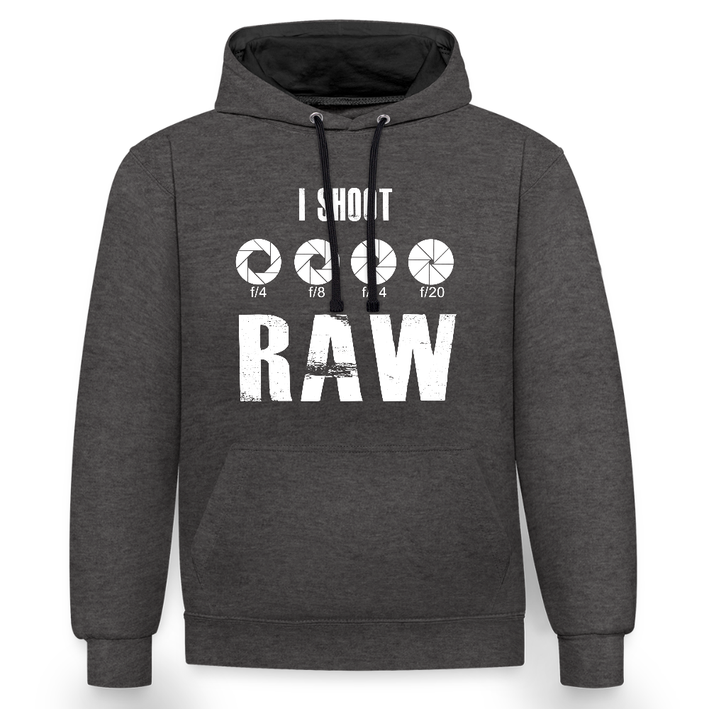 Filterfotograf Kontrast Hoodie – Unisex Kapuzenpullover mit Kopfhörerführung - Anthrazit/Schwarz
