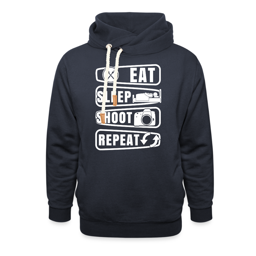 Filterfotograf Schalkragen Hoodie – Warmer Kapuzenpullover für Winter & Outdoor - Navy