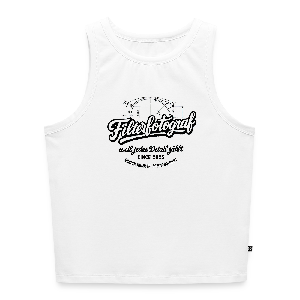 Filterfotograf Damen Cropped Tank Top – Bio-Baumwolle für Sommer & Freizeit - Weiß