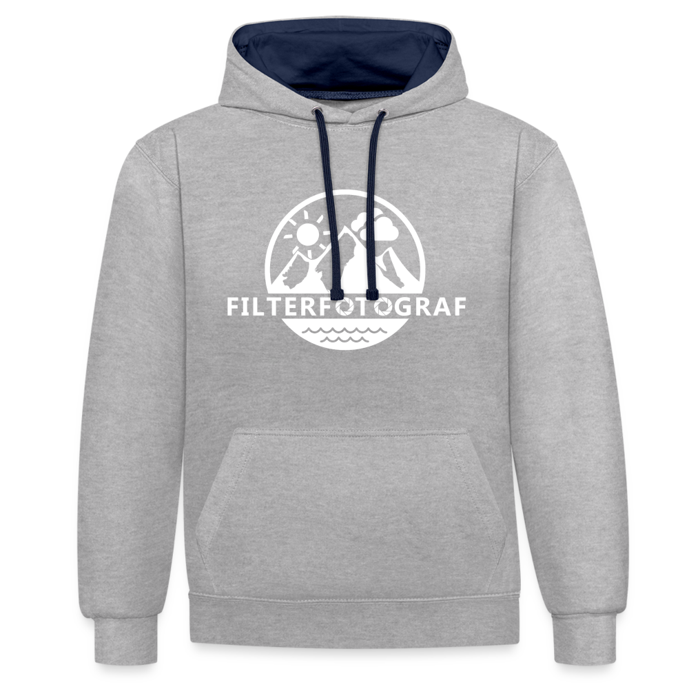 Filterfotograf Kontrast-Hoodie - Grau meliert/Navy