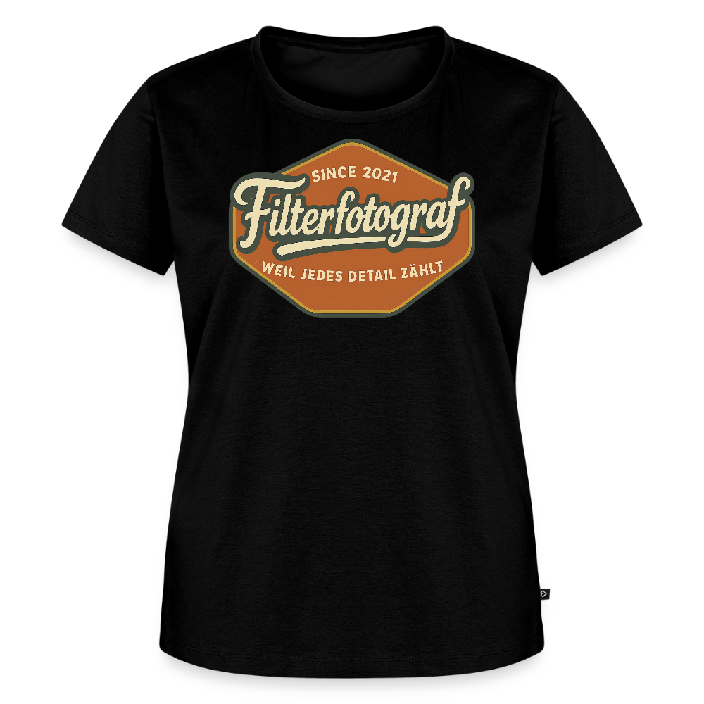 FILTERFOTOGRAF® Frauen Premium T-Shirt – Nachhaltiges Damen Shirt mit perfekter Passform - Schwarz
