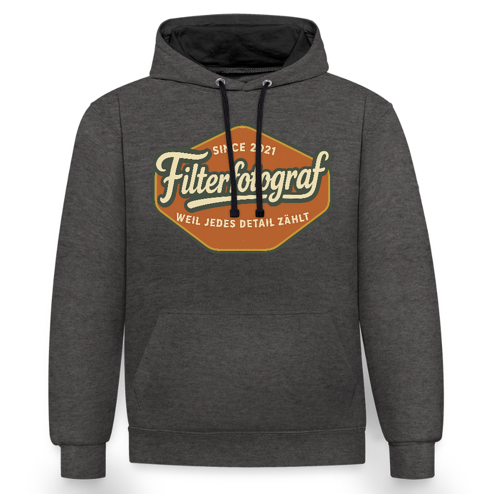 Filterfotograf Kontrast Hoodie – Unisex Kapuzenpullover mit Kopfhörerführung - Anthrazit/Schwarz