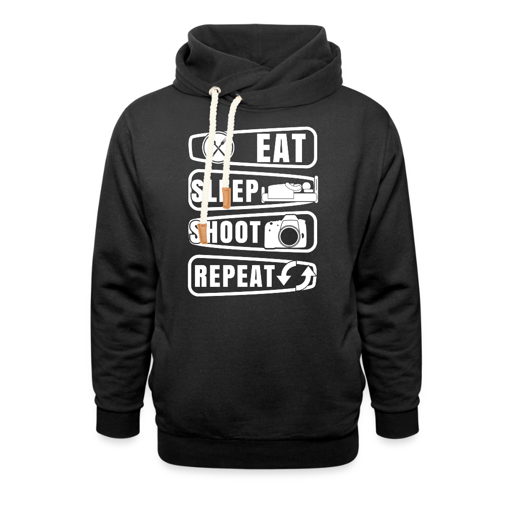 Filterfotograf Schalkragen Hoodie – Warmer Kapuzenpullover für Winter & Outdoor - Schwarz