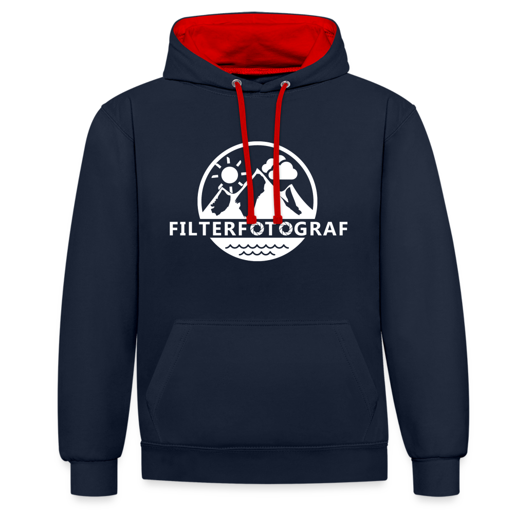 Filterfotograf Kontrast-Hoodie - Navy/Rot