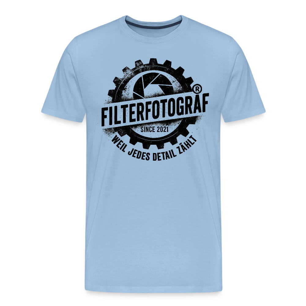 FILTERFOTOGRAF® Männer Premium T-Shirt – Front- & Rückendruck, nachhaltig & fair produziert - Sky