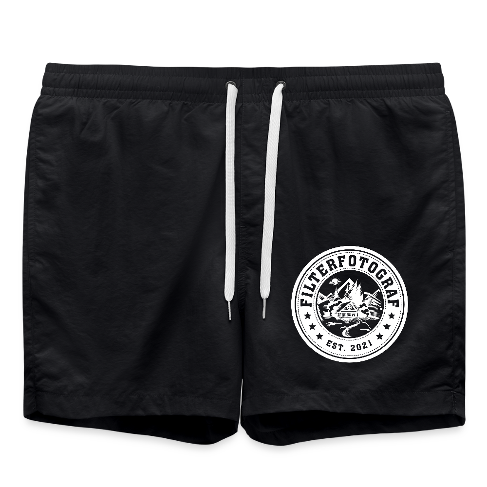 Filterfotograf Badeshorts – Leichte Herren Badehose mit Taschen - Schwarz