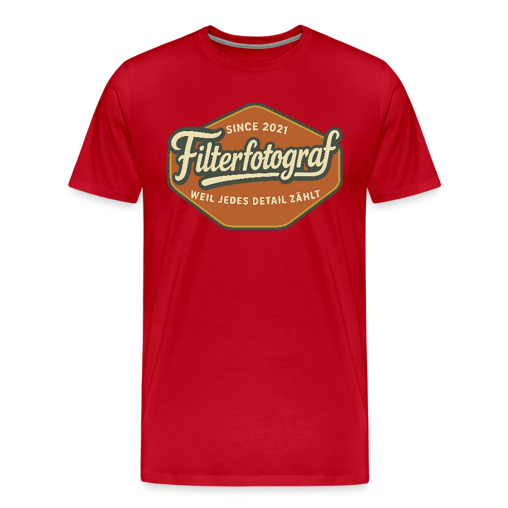 FILTERFOTOGRAF® Männer Premium T-Shirt – Front- & Rückendruck, nachhaltig & fair produziert - Rot