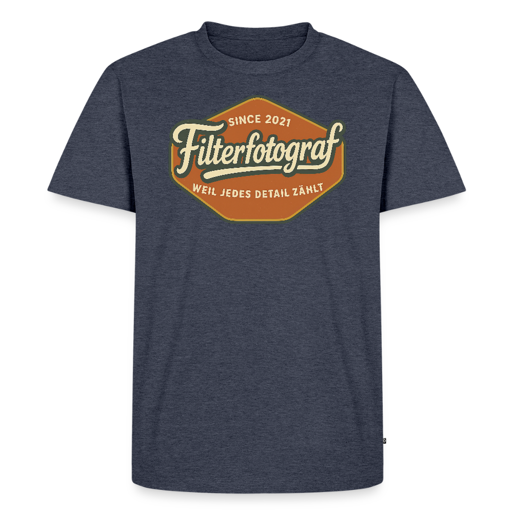 FILTERFOTOGRAF® Männer Premium T-Shirt – Front- & Rückendruck, nachhaltig & fair produziert - Jeansblau