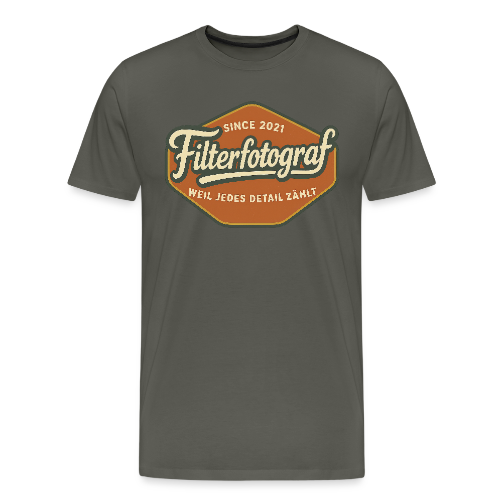 FILTERFOTOGRAF® Männer Premium T-Shirt – Front- & Rückendruck, nachhaltig & fair produziert - Asphalt