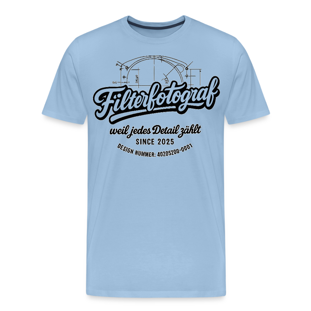 FILTERFOTOGRAF® Männer Premium T-Shirt – Front- & Ärmeldruck, nachhaltig & fair produziert - Sky